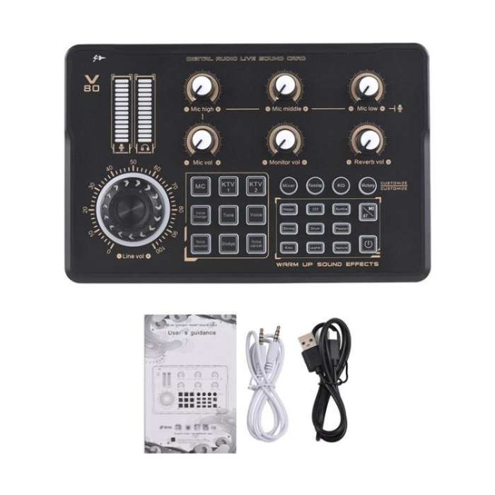 V80 For Mobile Phone Computer Portable Live Streaming Karaoke Sound Card Mixer