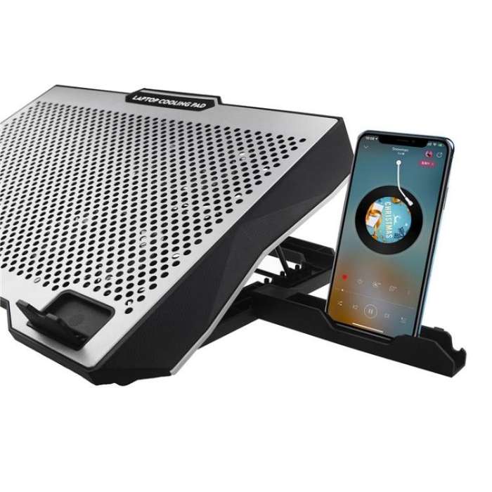 S608 RGB Light 8 Silent Fans Adjustable Height Stand Laptop Cooling Pad with Phone Holder