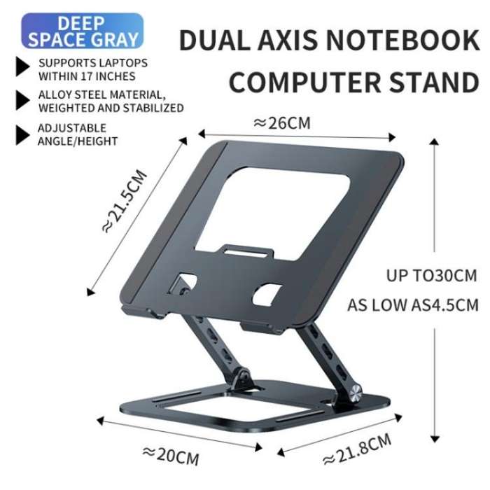 J30 Portable Desktop Adjustable Foldable Alloy Steel Laptop Cooling Stand(Silver)