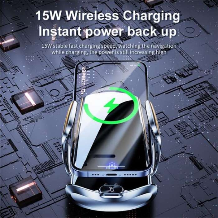 Q15 Car Vehicle Navigation Phone Holder Car Air Vent Mount Magnetic Wireless Charging Stand(Silver)
