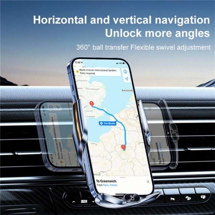 Q15 Car Vehicle Navigation Phone Holder Car Air Vent Mount Magnetic Wireless Charging Stand(Silver)