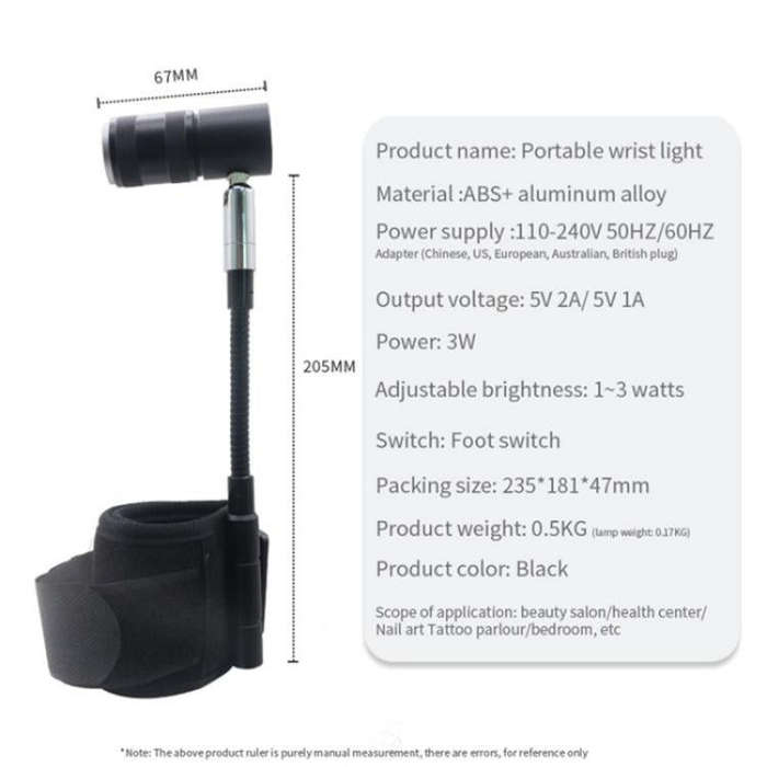AL50 Eyelash Extensions / Nail Art / Eyebrow Tattoo Wrist Strap Curing Light UV Lamp(EU Plug)