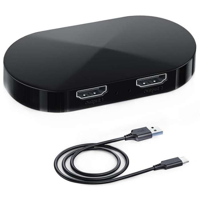 F12A For Dual Monitors HDMI 2.0 Splitter 1x2 4K 30Hz 1080P 3D HDCP2.2 HDMI Adapter, Plug:US Plug