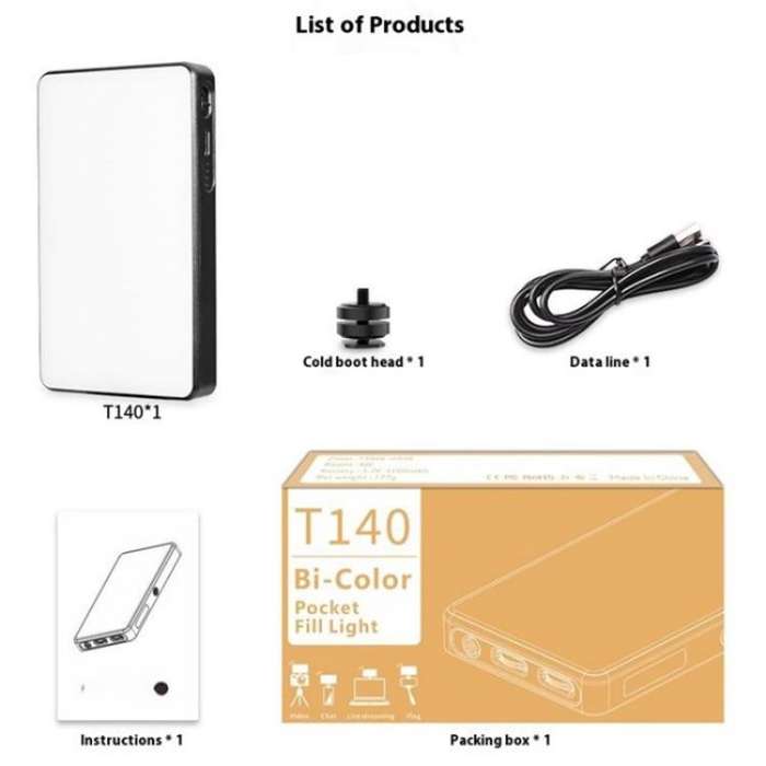 T140 Portable Clip Fill Light Phone Camera Tablet Video Live Selfie Fill Light