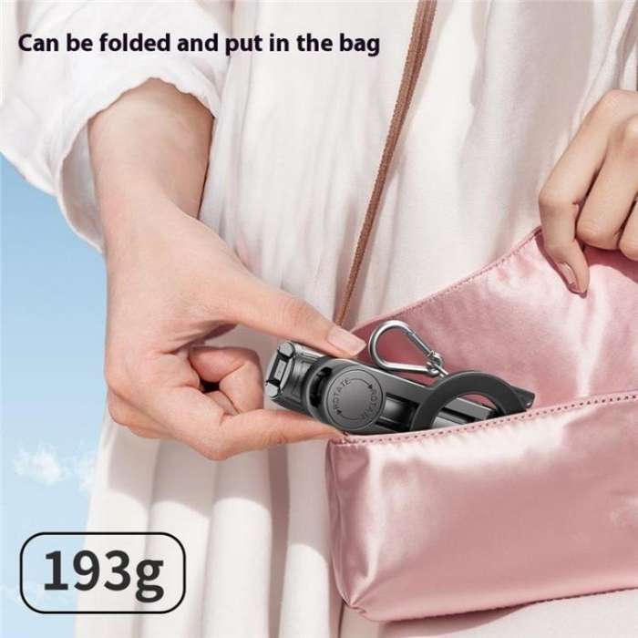 P15-C 2 In 1 Portable Magnetic Tripod Phone Holder Telescopic Selfie Stick with Keyring(Black)