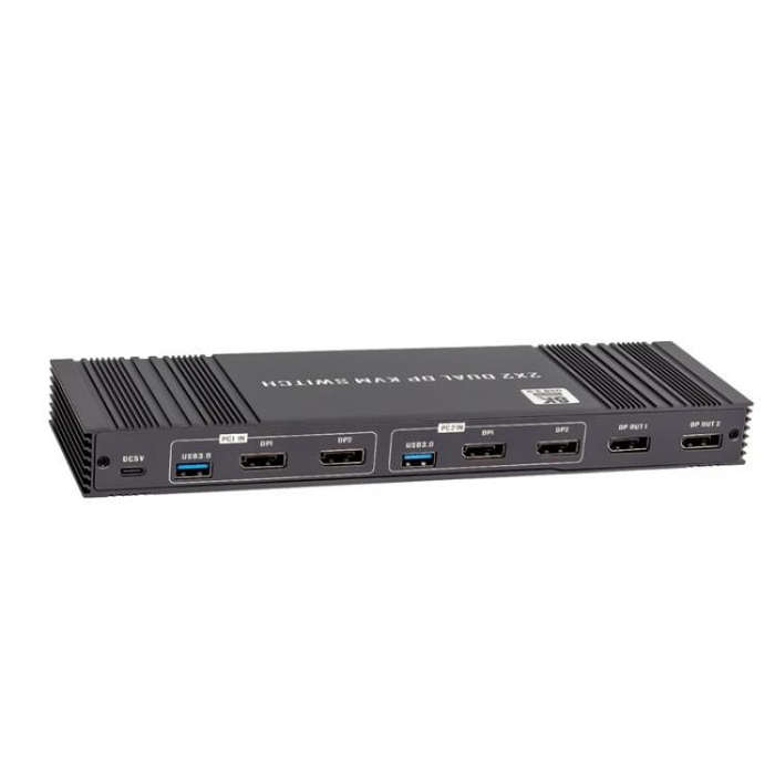 K10-2 For 2 Computers/Monitors USB 3.0 Dual DP Output 8K 60Hz 2x2 Version 2.1 KVM Switcher, Plug:...