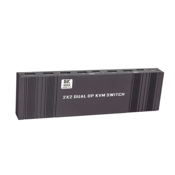 K10-2 For 2 Computers/Monitors USB 3.0 Dual DP Output 8K 60Hz 2x2 Version 2.1 KVM Switcher, Plug:...