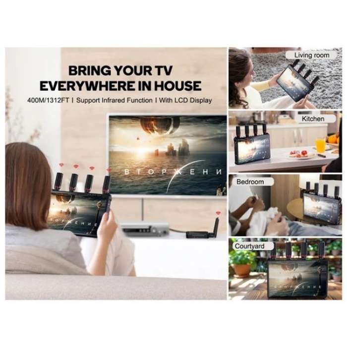 VRRIIS 083H 400M Range 7 Inch LCD Screen HDMI Extender Wireless HDMI Transmitter Receiver, Plug:E...