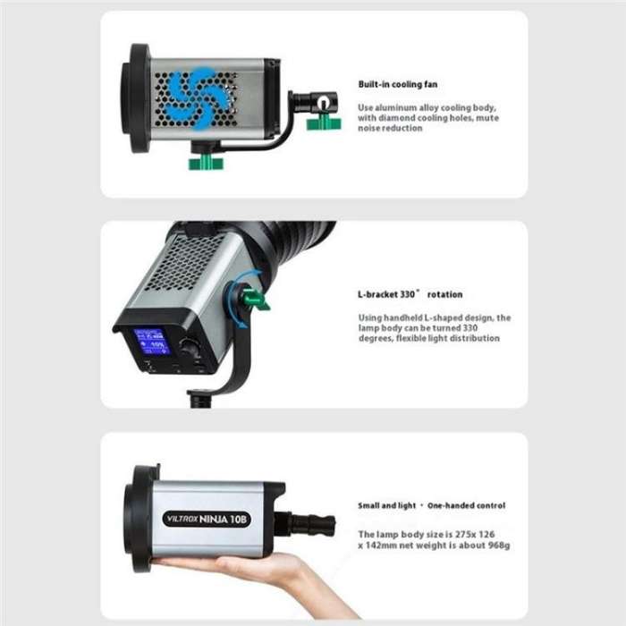 VILTROX Ninja 10 5600K Professional Photography Studio Fill Light 120W LED Video Light(UK Plug)