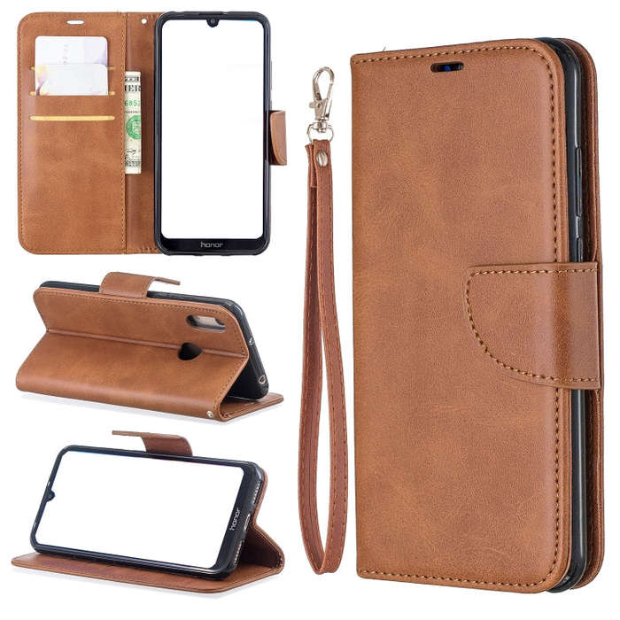 Retro Lambskin Texture Pure Color Horizontal Flip PU Leather Case for for Huawei Y6 2019 & Y6 Pro...