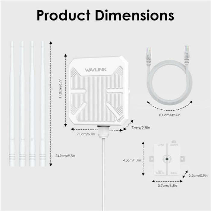 WAVLINK WN588HA2 AP Repeater WiFi Signal Booster AC1200 Dual Band WiFi Extender, Plug:EU Plug