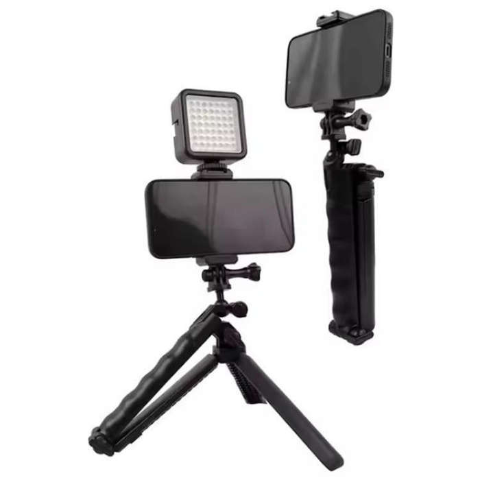 C062 Tri-folding Tripod Sports Camera Mobile Phone Selfie Stand Desktop Fixed Bracket
