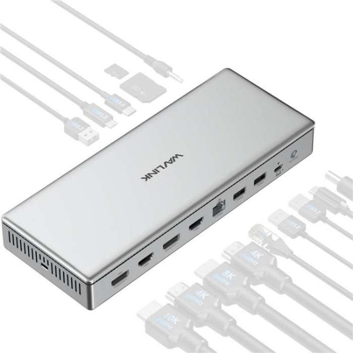 WAVLINK WL-UG75PD1-DH2 USB-C / Type-C Displaylink DL7400 Docking Station Support Quad Display(AU ...