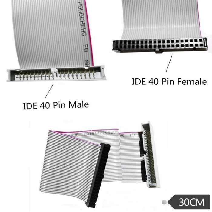 JUNSUNMAY 40 Pin IDE Female to Male HD Extension Cable for 3.5 & 5.25 Inch IDE Drives