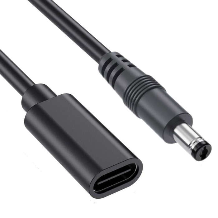 JUNSUNMAY 5V 3A DC 5.5mm x 2.1mm Male to Type-C Female Power Extension Charge Cord, Length:25cm
