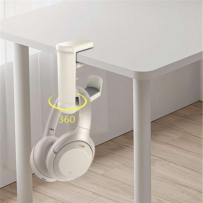 XWJ-EJJ01 360 Degree Rotatable Under Desk Storage Bracket Gaming Headset Holder(White)