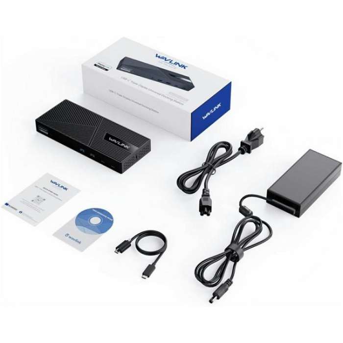 WAVLINK UG63PD25 15 in 1 DisplayLink Docking Station Support Triple Display 130W Power-in(AU Plug)