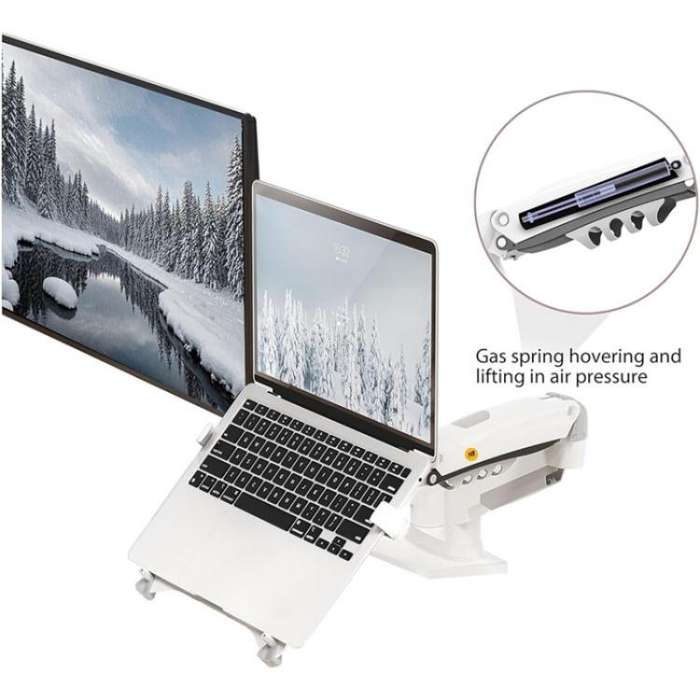 NORTH BAYOU F160-FP Tray Dual Arm Bracket Monitor Desk Mount Adjustable Laptop Holder(Black)