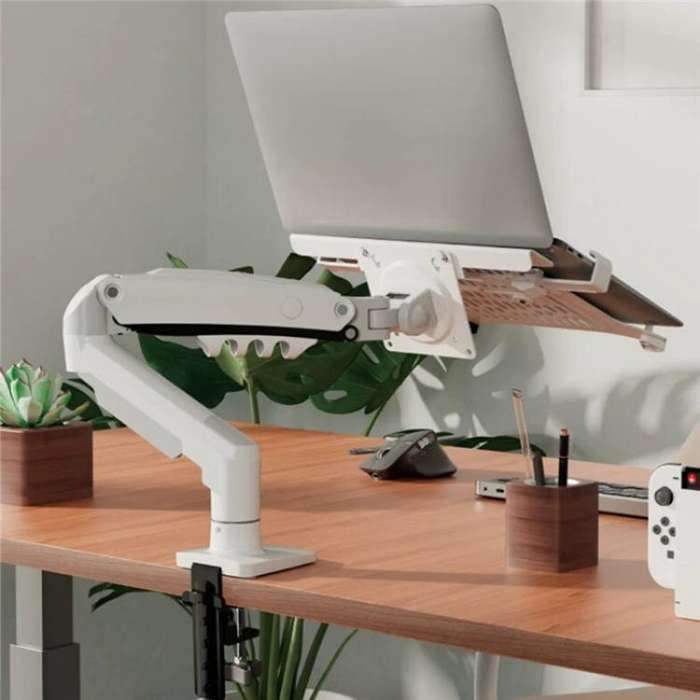 NORTH BAYOU F80-FP For 17-30 Inch Laptop Height Adjustable Desktop Mount Bracket(White)