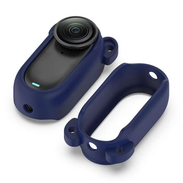 For Insta 360 Go 2 Solid Color Silicone Protective Case(Dark Blue)