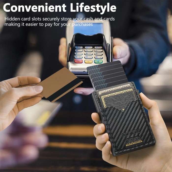 The Suteni carbon fiber pattern double-sided card insertion button automatically ejects the card ...