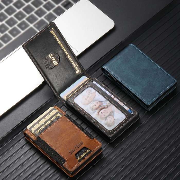The Suteni oil wax pattern button automatically pops out the elastic band card box(Blue)