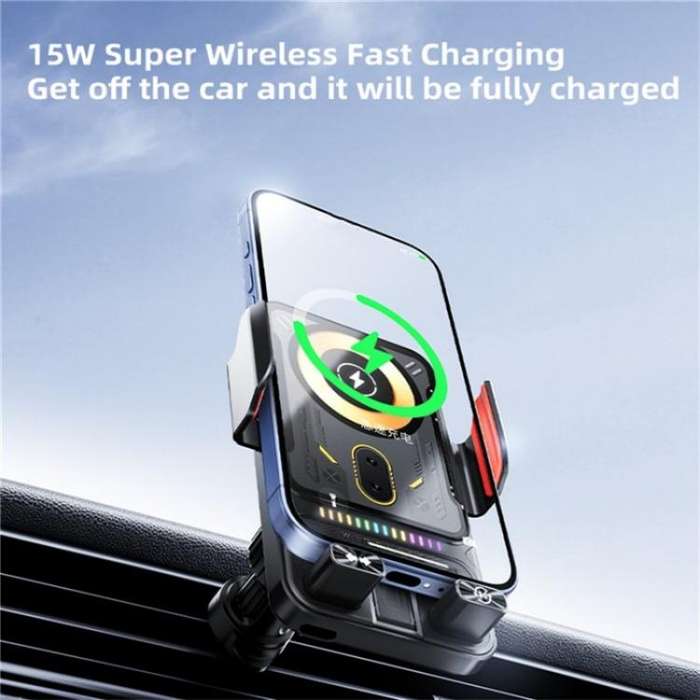 SD19 Wireless Charger 15W Magnetic Fast Charging Car Air Vent Mount Phone Holder(Black)