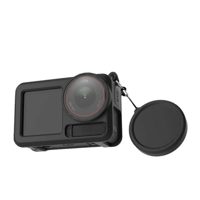 For DJI Action 5 Pro / 4 / 3 Soft Silicone Shockproof Protective Case Cover with Lens Cap(Black)