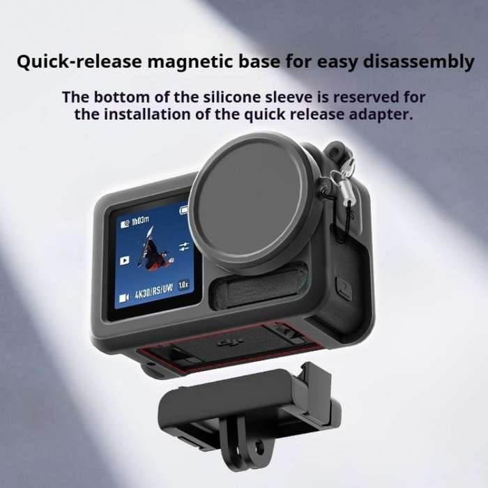 For DJI Action 5 Pro / 4 / 3 Soft Silicone Shockproof Protective Case Cover with Lens Cap(Gray Wh...