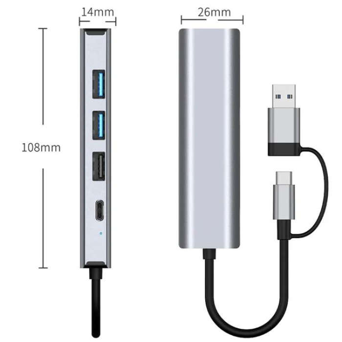 2501 RJ45 Gigabit Network Card Converter USB-C / USB to Ethernet Adapter