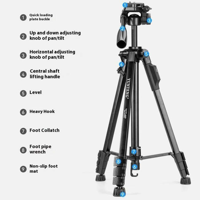 YUNTENG VCT-669 For Live Streaming Video Recording Camera Tripod Smartphone Selfie Mount