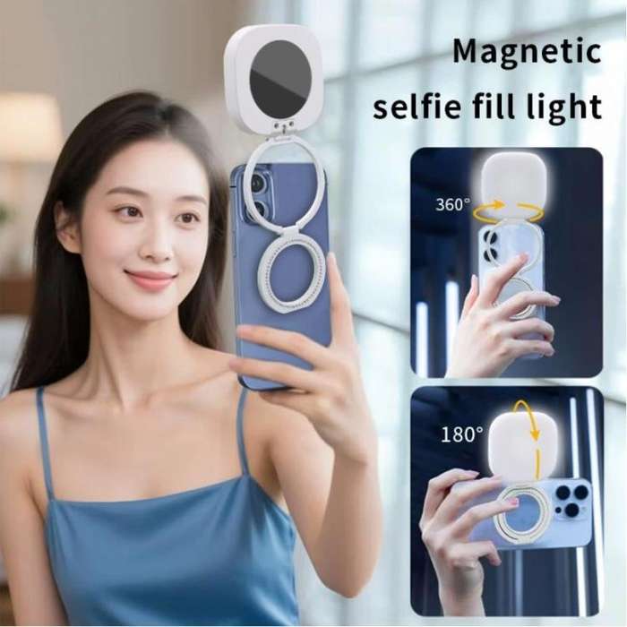 AL80 Portable 360 Degree Rotatable Magnetic Selfie Fill Light LED Fill Lamp(Black)