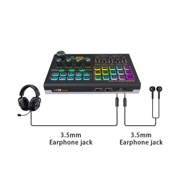 X9 48V Phantom Power Bluetooth Audio Mixer 4-Channel USB Sound Card Voice Changer