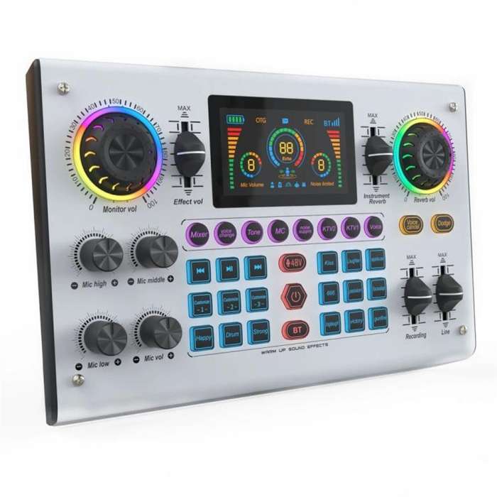 C100 Pro For Streaming / Recording 5 Sound Effects Portable Live Sound Card Audio Mixer(Black)