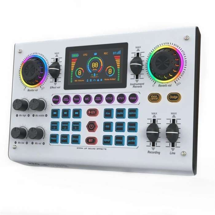 C100 Pro For Streaming / Recording 5 Sound Effects Portable Live Sound Card Audio Mixer(Black)