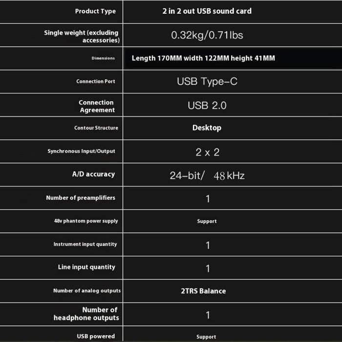 Solo3 24 Bit 2 In 2 Out Professional Audio Sound Card Recording Device