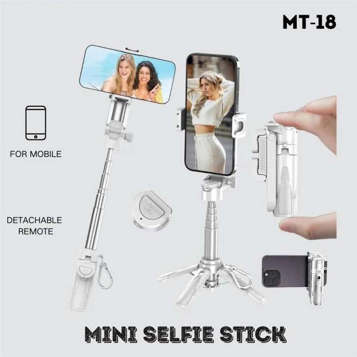 Jmary MT-18 Extendable Phone Holder Wireless Control Mini Phone Selfie Stick Tripod(White)