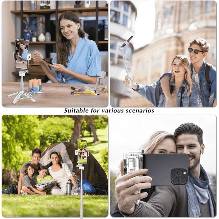 Jmary MT-18 Extendable Phone Holder Wireless Control Mini Phone Selfie Stick Tripod(White)