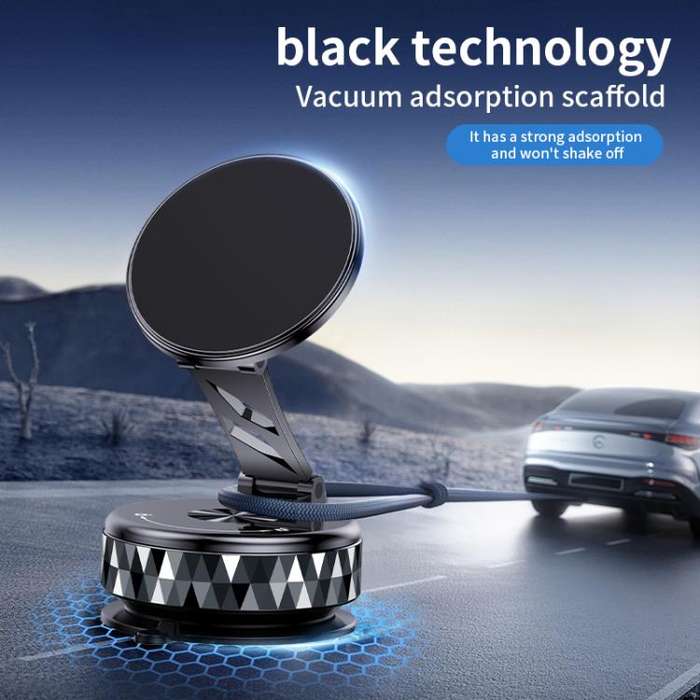 K13 360 Degree Rotation Vacuum Suction Cellphone Holder Magnetic Car Phone Mount(Silver)