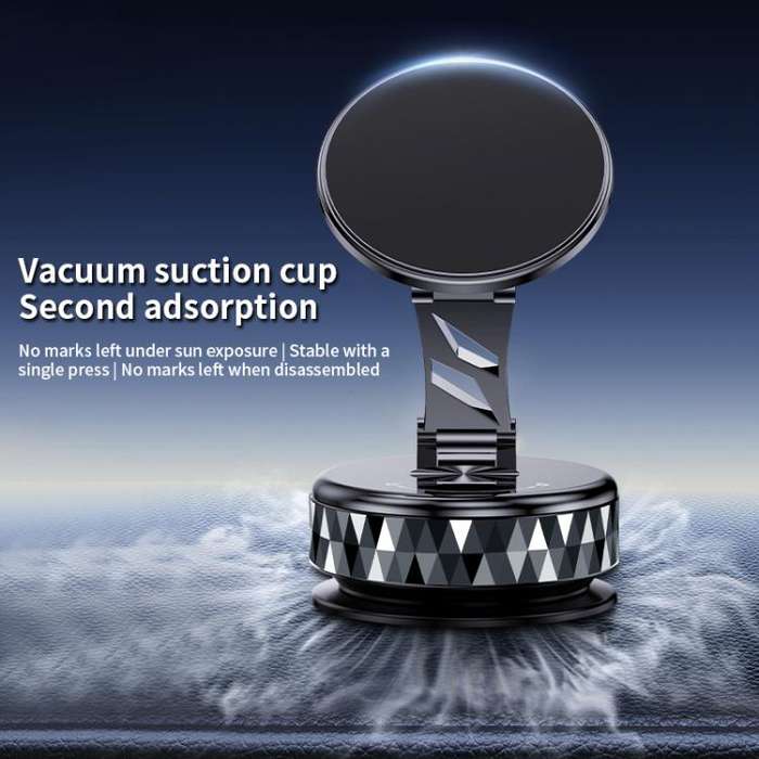 K13 360 Degree Rotation Vacuum Suction Cellphone Holder Magnetic Car Phone Mount(Silver)