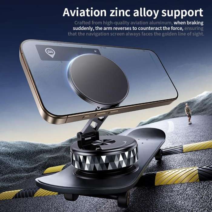 K13 360 Degree Rotation Vacuum Suction Cellphone Holder Magnetic Car Phone Mount(Silver)