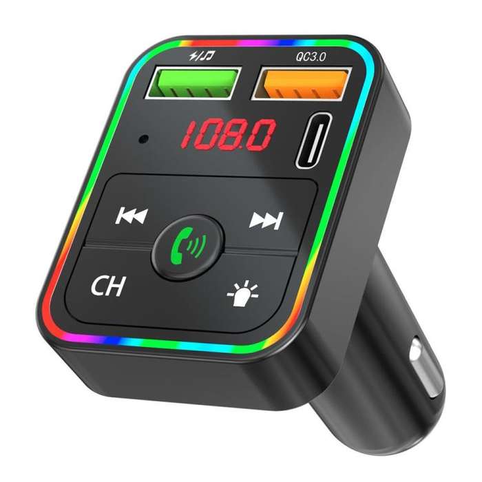 PDF2 With Ambient Light Fast Charger FM Transmitter Bluetooth Hands Free Call MP3 Player
