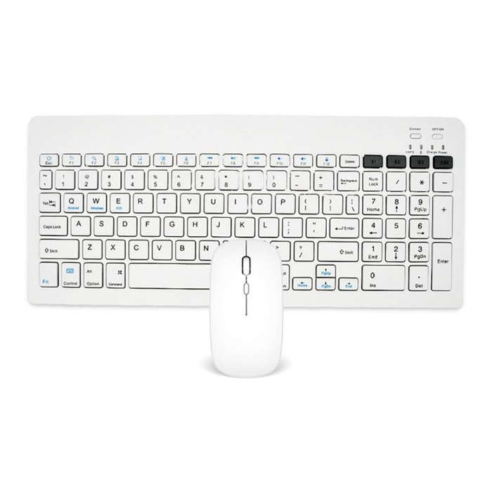 2858+030 Rechargeable Wireless Bluetooth Keyboard Silent Mouse Set with 800/1200/1600 DPI(White)