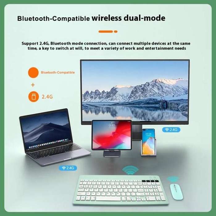 2858+030 Rechargeable Wireless Bluetooth Keyboard Silent Mouse Set with 800/1200/1600 DPI(White)