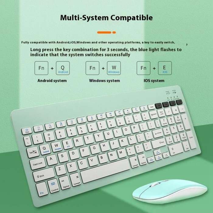 2858+030 Rechargeable Wireless Bluetooth Keyboard Silent Mouse Set with 800/1200/1600 DPI(Pink)