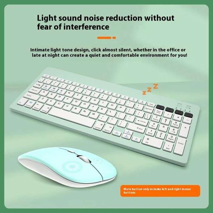 2858+030 Rechargeable Wireless Bluetooth Keyboard Silent Mouse Set with 800/1200/1600 DPI(White)