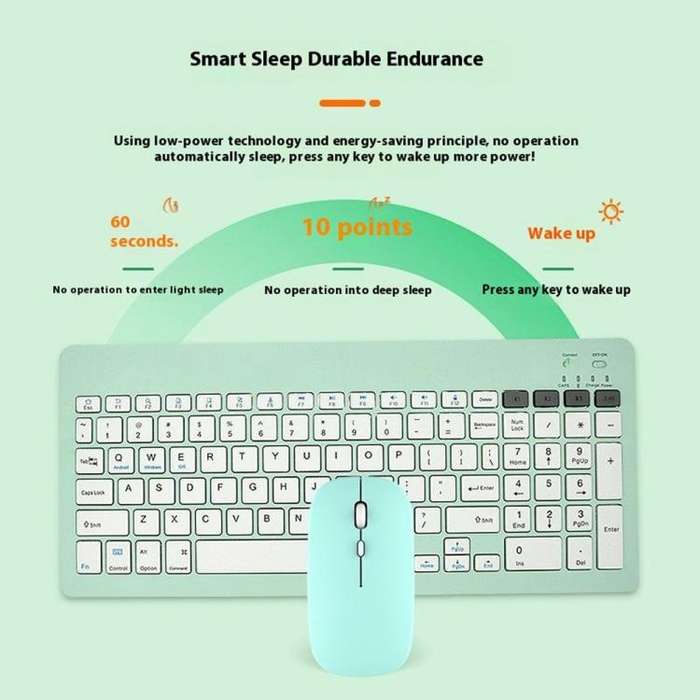 2858+030 Rechargeable Wireless Bluetooth Keyboard Silent Mouse Set with 800/1200/1600 DPI(White)