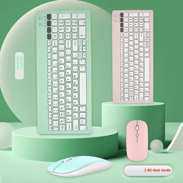 2858+030 Rechargeable Wireless Bluetooth Keyboard Silent Mouse Set with 800/1200/1600 DPI(Pink)