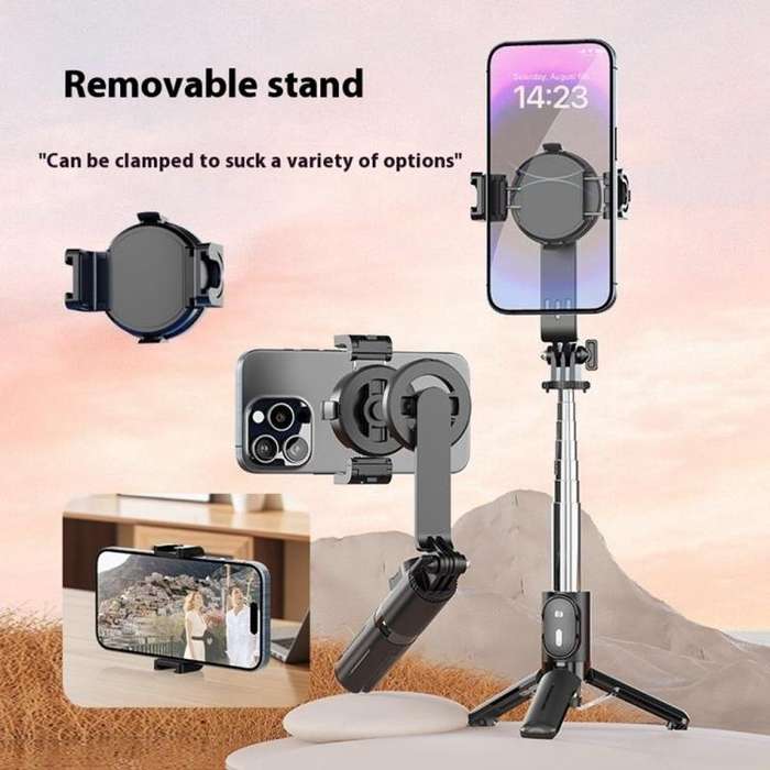 P08Y Pro Portable Travel Selfie Stick Tripod Mini Magsafe Phone Stand with Remote Control(Black)