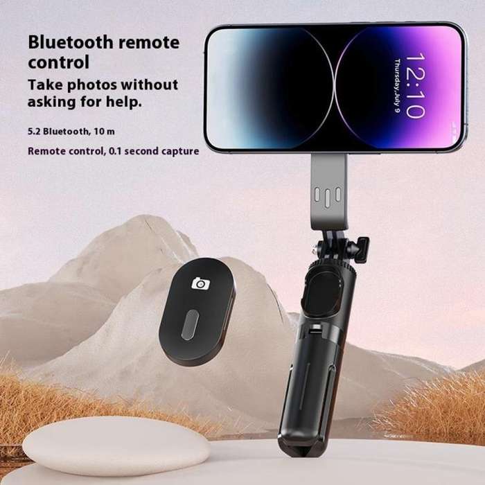 P08Y Pro Portable Travel Selfie Stick Tripod Mini Magsafe Phone Stand with Remote Control(Black)